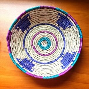 Woven grass basket bowl beautiful colorful